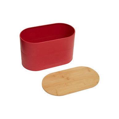 Orsina Alton Red Metal Bread Bin with Bamboo Lid