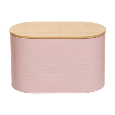 Orsina Alton Pink Metal Bread Bin with Bamboo Lid