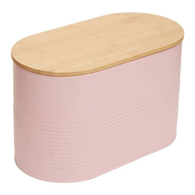 Orsina Alton Pink Metal Bread Bin with Bamboo Lid