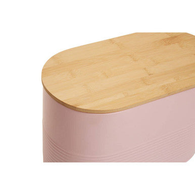 Orsina Alton Pink Metal Bread Bin with Bamboo Lid