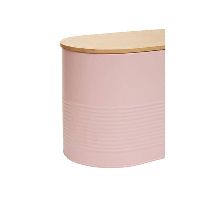Orsina Alton Pink Metal Bread Bin with Bamboo Lid