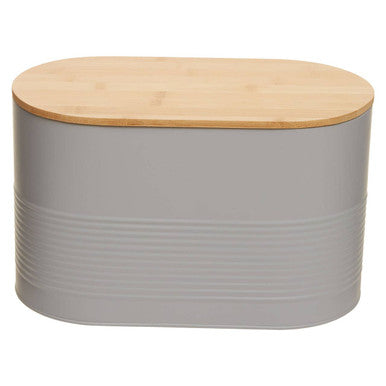 Orsina Alton Grey Metal Bread Bin with Bamboo Lid