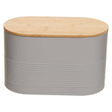 Orsina Alton Grey Metal Bread Bin with Bamboo Lid