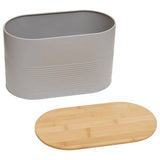 Orsina Alton Grey Metal Bread Bin with Bamboo Lid