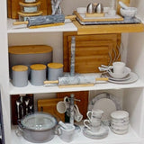 Orsina Alton Grey Metal Bread Bin with Bamboo Lid