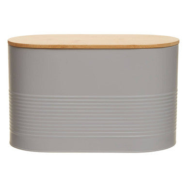 Orsina Alton Grey Metal Bread Bin with Bamboo Lid