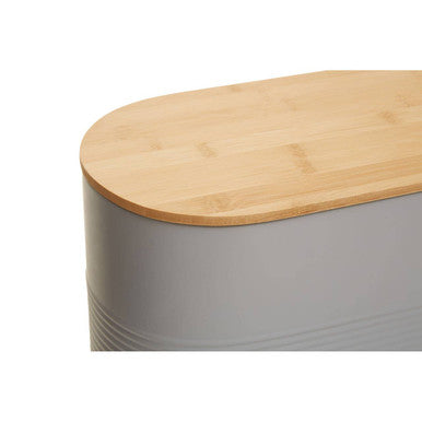 Orsina Alton Grey Metal Bread Bin with Bamboo Lid