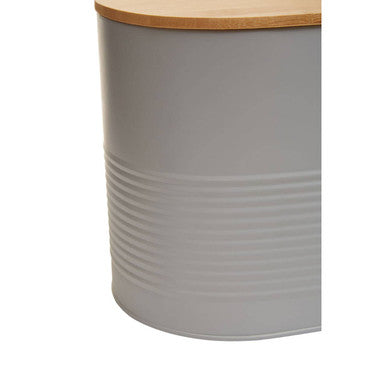 Orsina Alton Grey Metal Bread Bin with Bamboo Lid