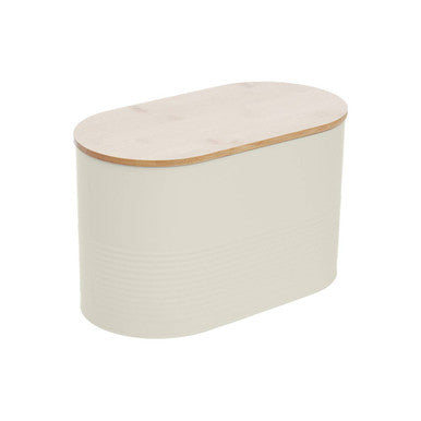 Orsina Alton Cream Metal Bread Bin with Bamboo Lid