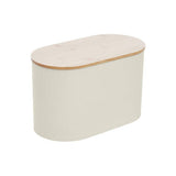 Orsina Alton Cream Metal Bread Bin with Bamboo Lid