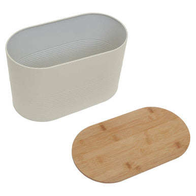 Orsina Alton Cream Metal Bread Bin with Bamboo Lid