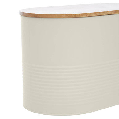 Orsina Alton Cream Metal Bread Bin with Bamboo Lid