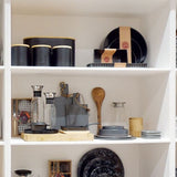 Orsina Alton Black Metal Bread Bin with Bamboo Lid