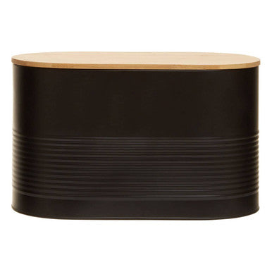 Orsina Alton Black Metal Bread Bin with Bamboo Lid