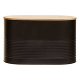 Orsina Alton Black Metal Bread Bin with Bamboo Lid