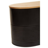 Orsina Alton Black Metal Bread Bin with Bamboo Lid