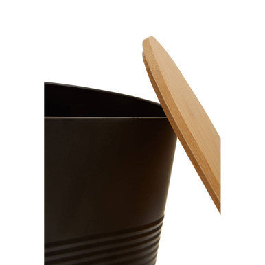 Orsina Alton Black Metal Bread Bin with Bamboo Lid