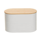 Orsina Alton White Metal Bread Bin with Bamboo Lid