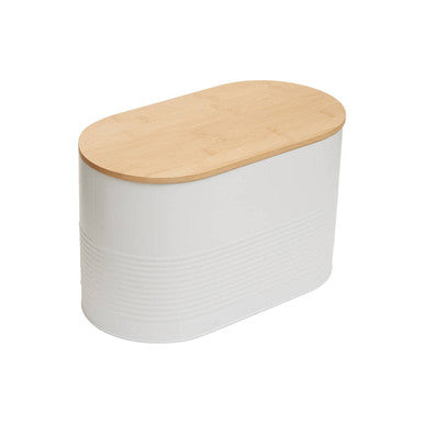 Orsina Alton White Metal Bread Bin with Bamboo Lid