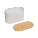Orsina Alton White Metal Bread Bin with Bamboo Lid