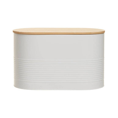 Orsina Alton White Metal Bread Bin with Bamboo Lid