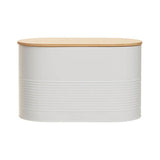 Orsina Alton White Metal Bread Bin with Bamboo Lid