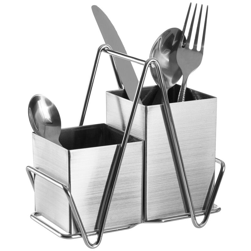 Orsina 2-Compartment Stainless Steel Silver Cutlery Caddy