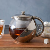 Orsina Fuso Grey Stainless Steel & Glass Teapot - 650ml