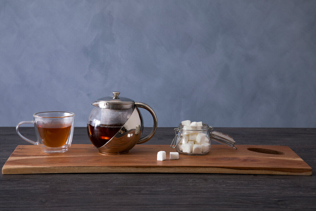 Orsina Fuso Grey Stainless Steel & Glass Teapot - 650ml