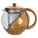 Orsina Fuso Gold Finish Glass Teapot with Infuser - 600ml