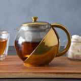Orsina Fuso Gold Finish Glass Teapot with Infuser - 600ml