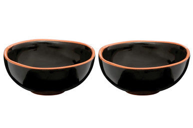 Orsina Calisto Black Glazed Terracotta Bowls - Set of 2
