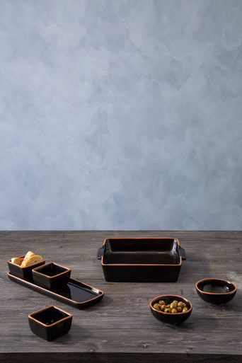 Orsina Calisto Black Glazed Terracotta Bowls - Set of 2