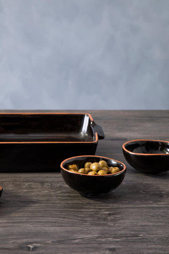 Orsina Calisto Black Glazed Terracotta Bowls - Set of 2