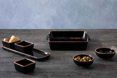 Orsina Calisto Black Glazed Terracotta Bowls - Set of 2