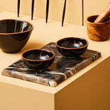 Orsina Calisto Black Glazed Terracotta Bowls - Set of 2