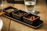Orsina Calisto Terracotta Dip Bowls with Black Tray | Set of 3