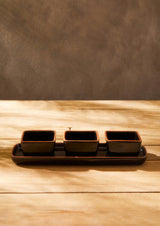 Orsina Calisto Terracotta Dip Bowls with Black Tray | Set of 3