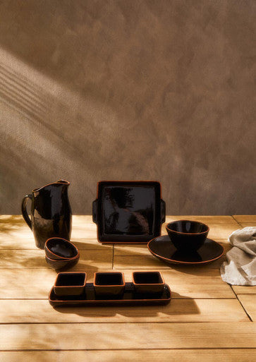 Orsina Calisto Terracotta Dip Bowls with Black Tray | Set of 3
