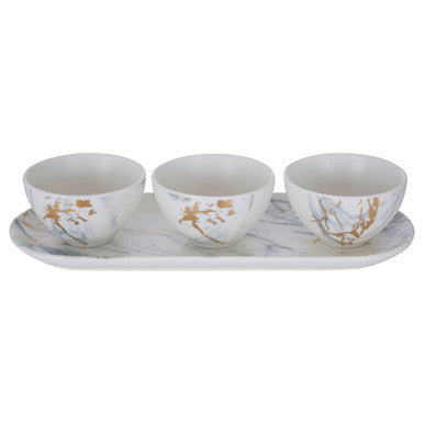 Orsina Marble Luxe Dip Bowls with Tray Set