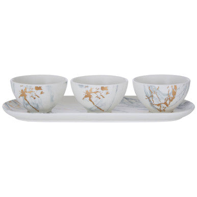 Orsina Marble Luxe Dip Bowls with Tray Set