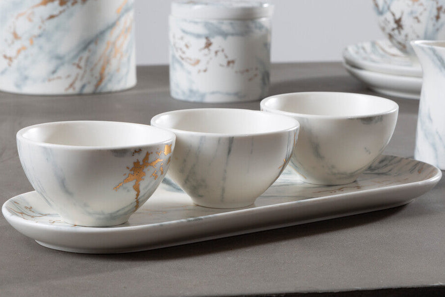 Orsina Marble Luxe Dip Bowls with Tray Set