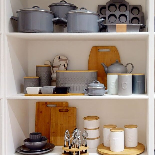 Orsina Geome Grey Stoneware Bread Bin