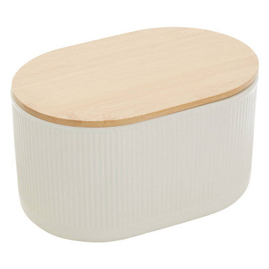 Orsina Geome Cream Stoneware Bread Bin