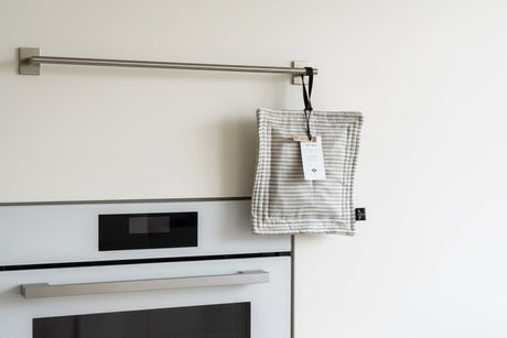 Lou-bees Linen Grey Striped Pot Holder