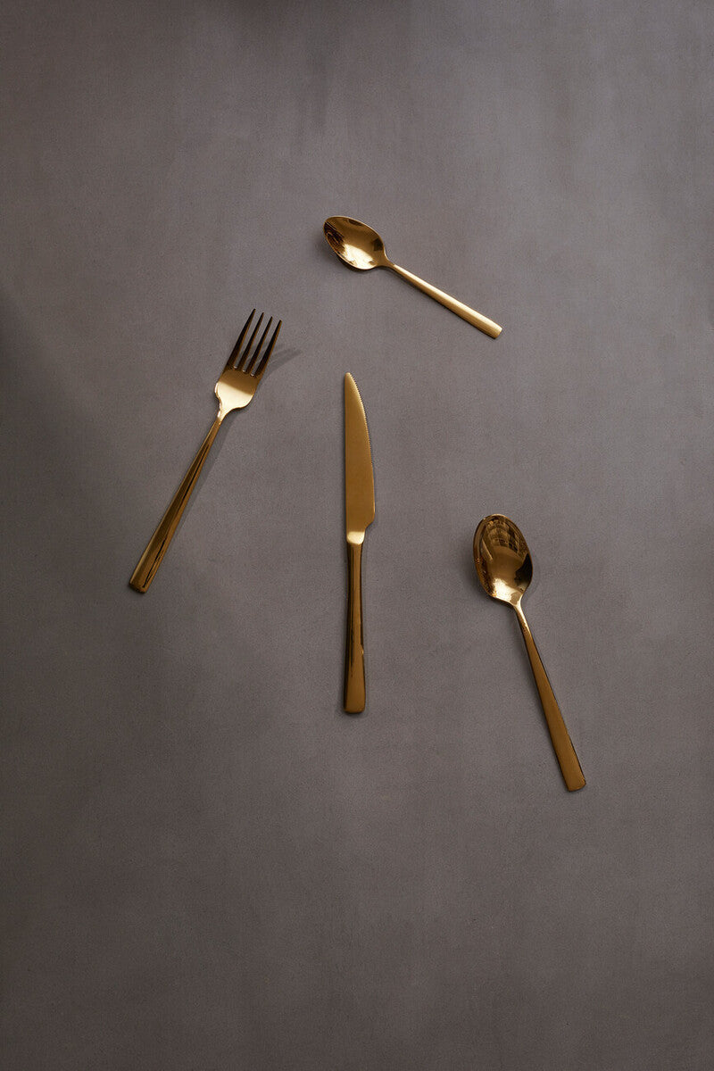 Orsina Avie Glow 16-Piece Gold Cutlery Set