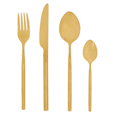 Orsina Modern Retro 16-Piece Gold Finish Cutlery Set