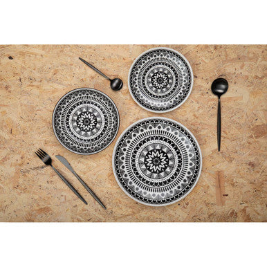 Orsina Modern Retro 16-Piece Matte Black Cutlery Set