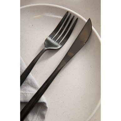 Orsina Modern Retro 16-Piece Matte Black Cutlery Set