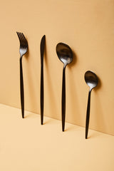 Orsina Modern Retro 16-Piece Matte Black Cutlery Set